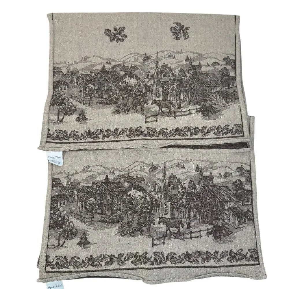 Williams Sonoma‎ Zina Vasi American Village Jacquard Napkin Hand Towel Lot Of 2